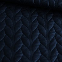 Ткань стеганный трикотаж кожа косичка темно-синий (метр )