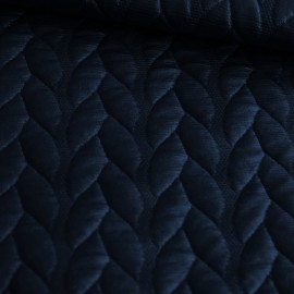 Ткань стеганный трикотаж кожа косичка темно-синий (метр )